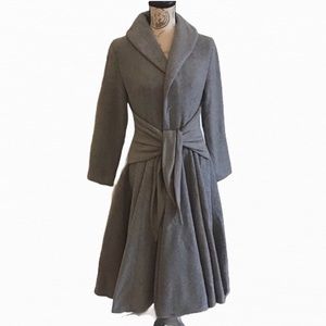 Sweater Coat Long Wrap Waist Gray